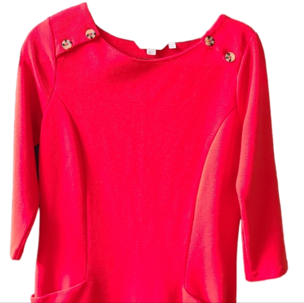 Boden RED RIBBED OTTOMAN DRESS long sleeved pockets SIZE 8R